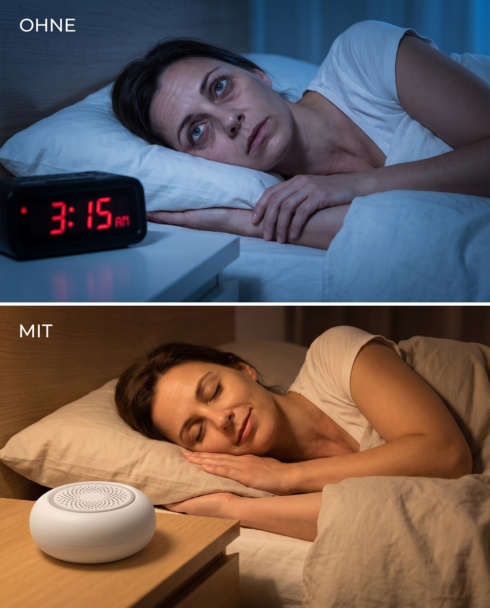 Vorher Nachher endlich durchschlafen mit Silentra